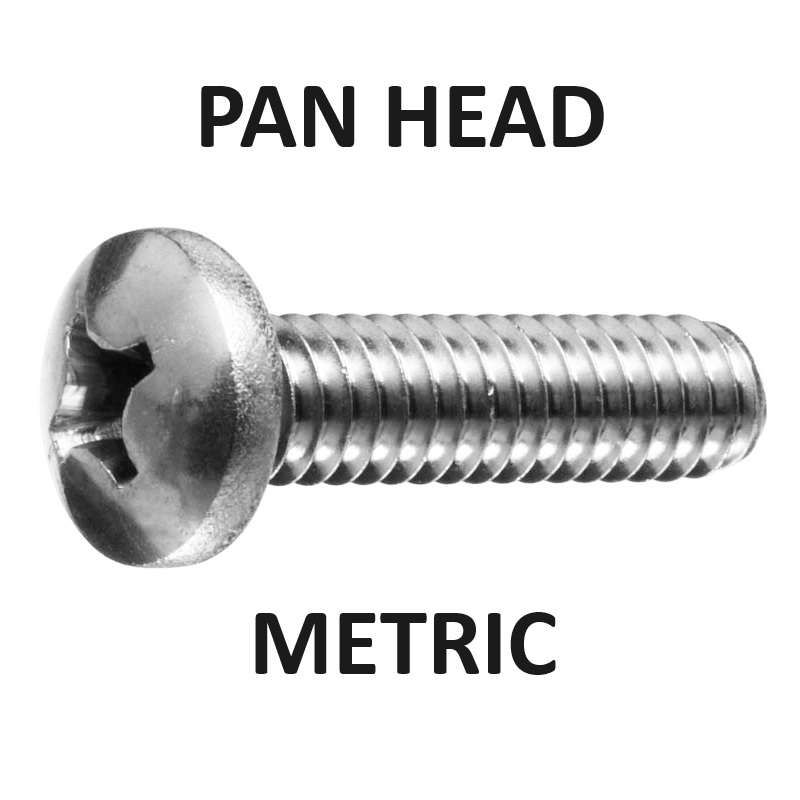 Metric Pan Head Machine Screws - Metal Threads 304 Stainless Steel Select Diameter